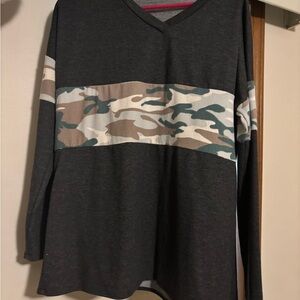 & Other Stories V-Neck Sweater with Camouflage Stripe